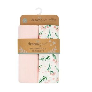 Dreamgro Baby Receiving Blanket Pink Floral White 30x40 Stretch RN165063